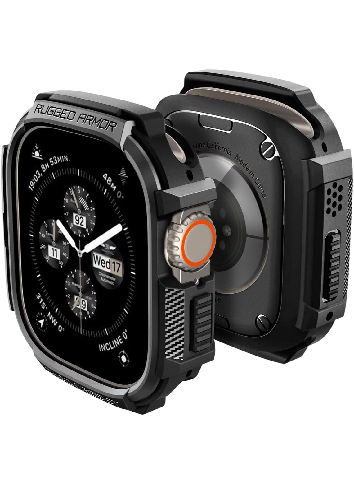 Spigen Rugged Armor Apple Watch Ultra 3/2/1 Case Durable TPU Cover 49mm - Matte Black